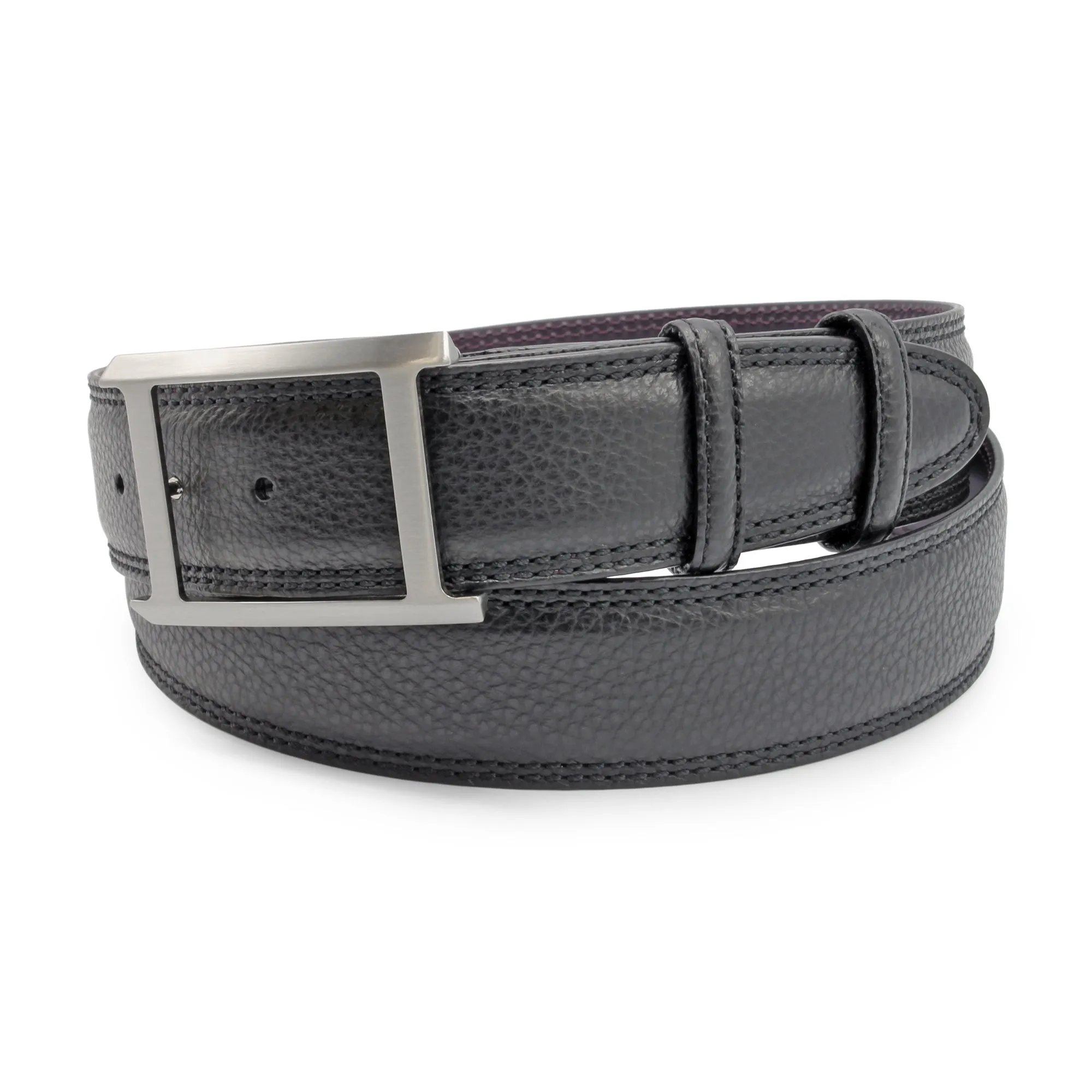 Mottled Black Open Face Satin Belt