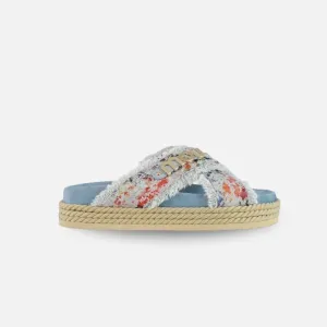 Mou Eva Sandal Criss Cross Rope Sandal Metallic Denim Delave