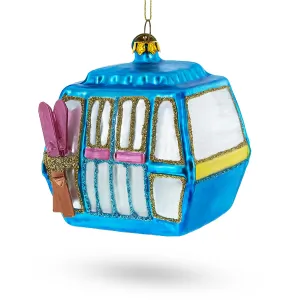 Mountain Bliss Ski Gondola - Blown Glass Christmas Ornament