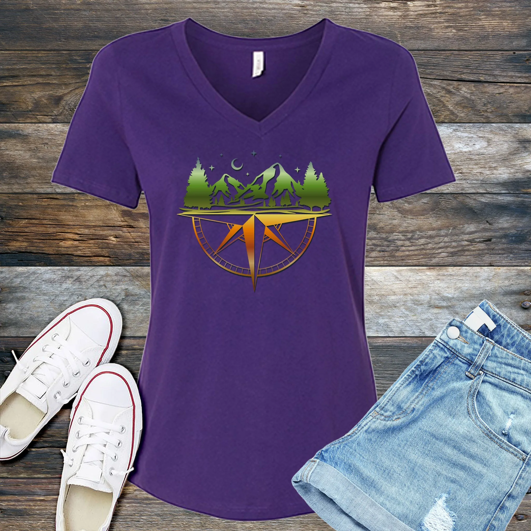 Mountain Range Compass V-Neck