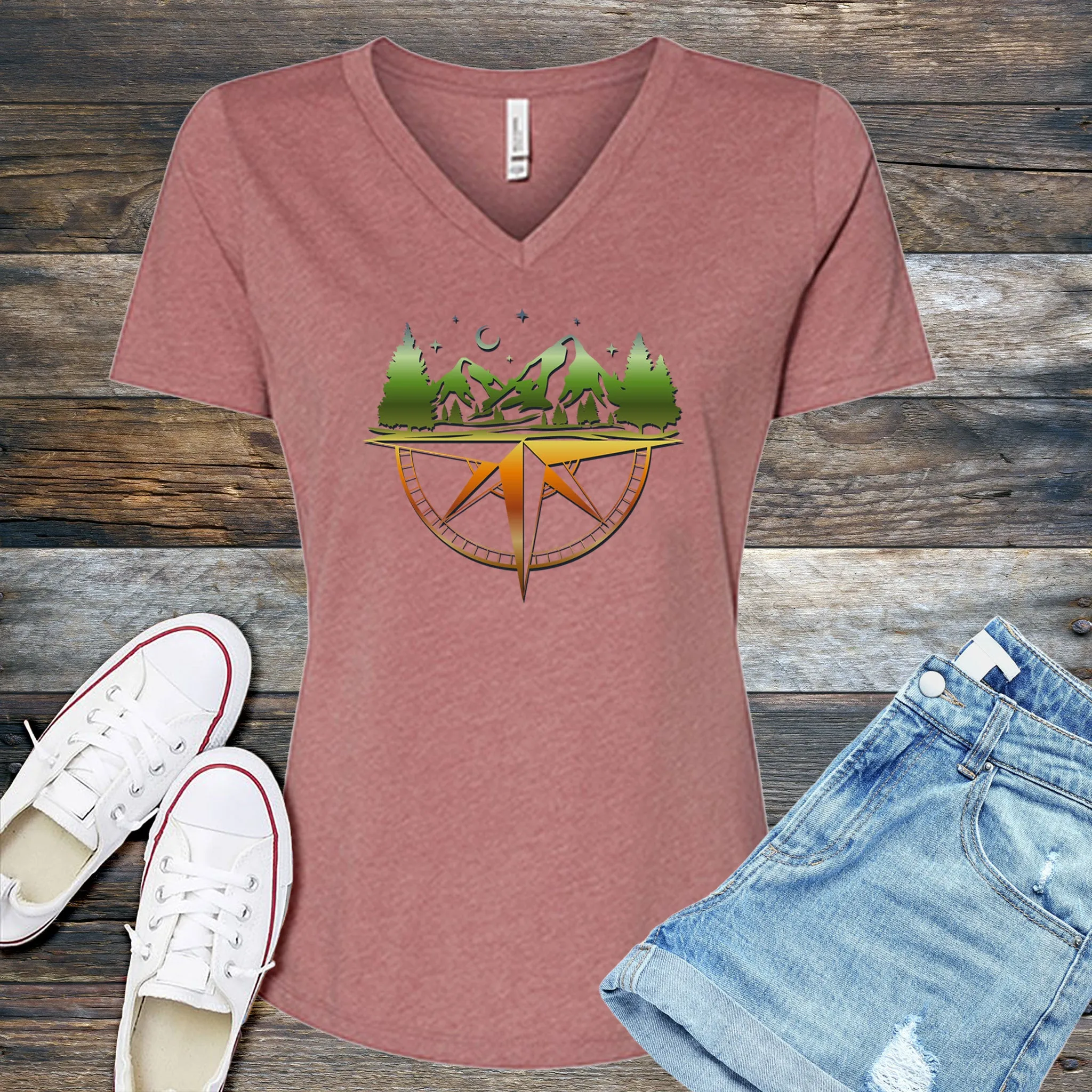 Mountain Range Compass V-Neck