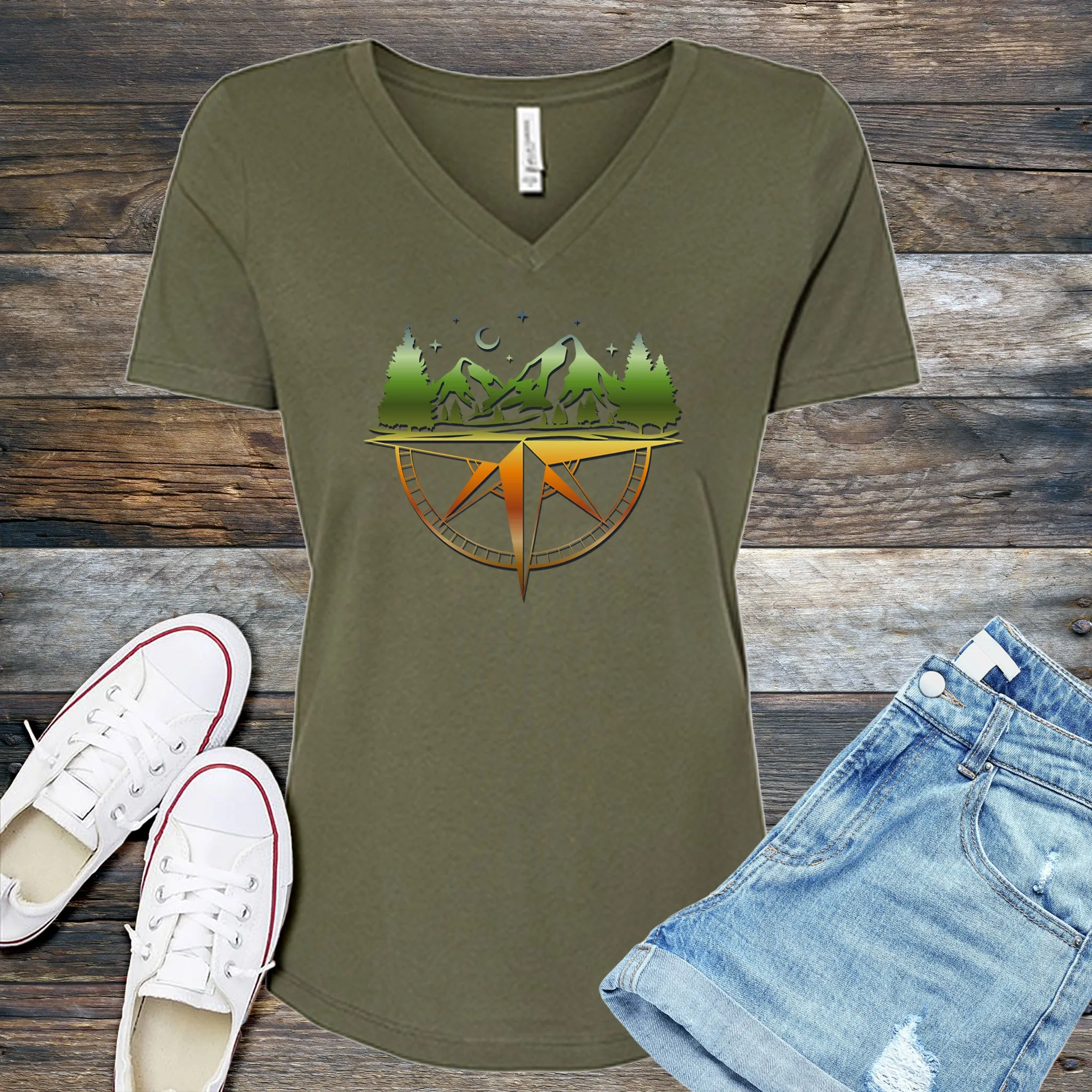 Mountain Range Compass V-Neck