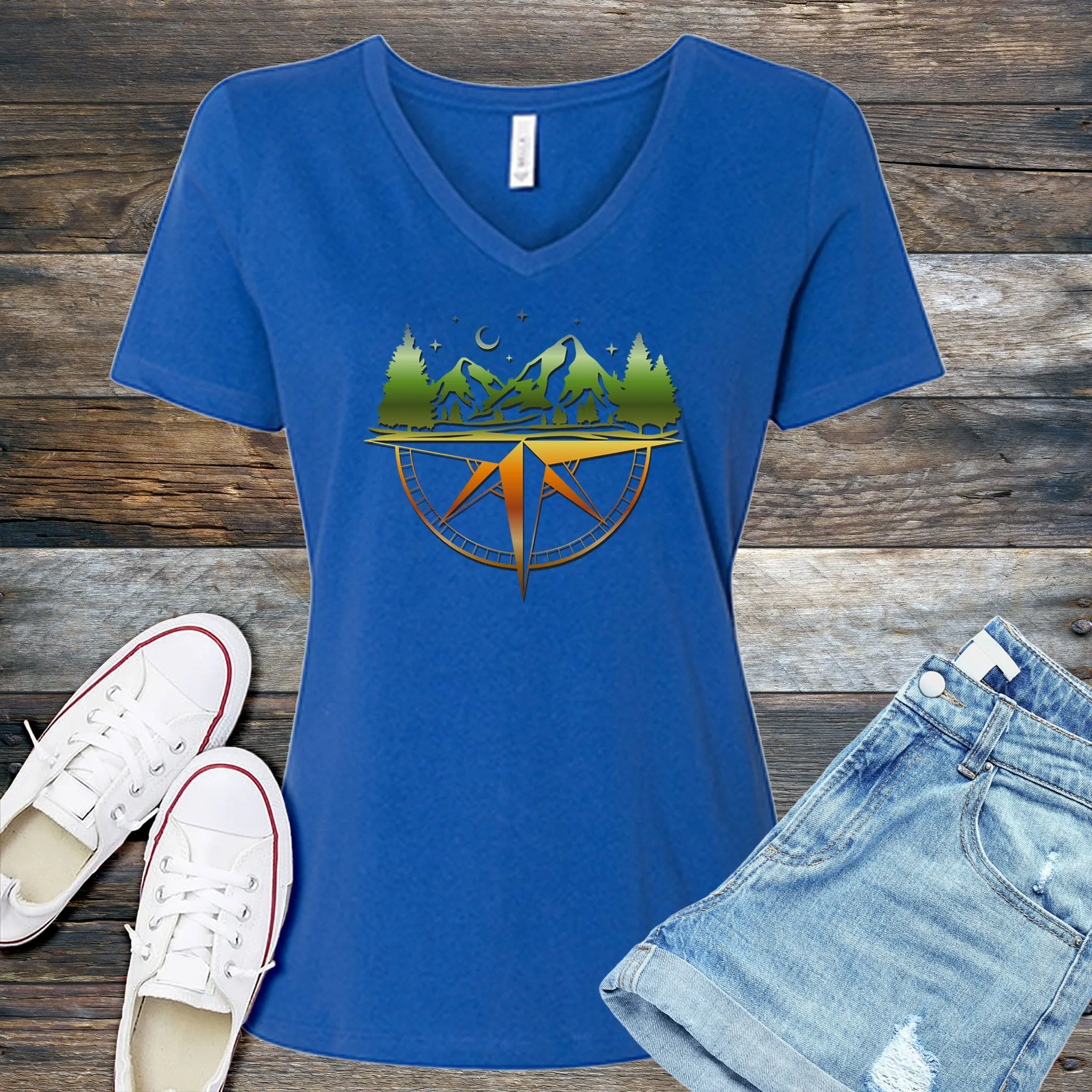 Mountain Range Compass V-Neck