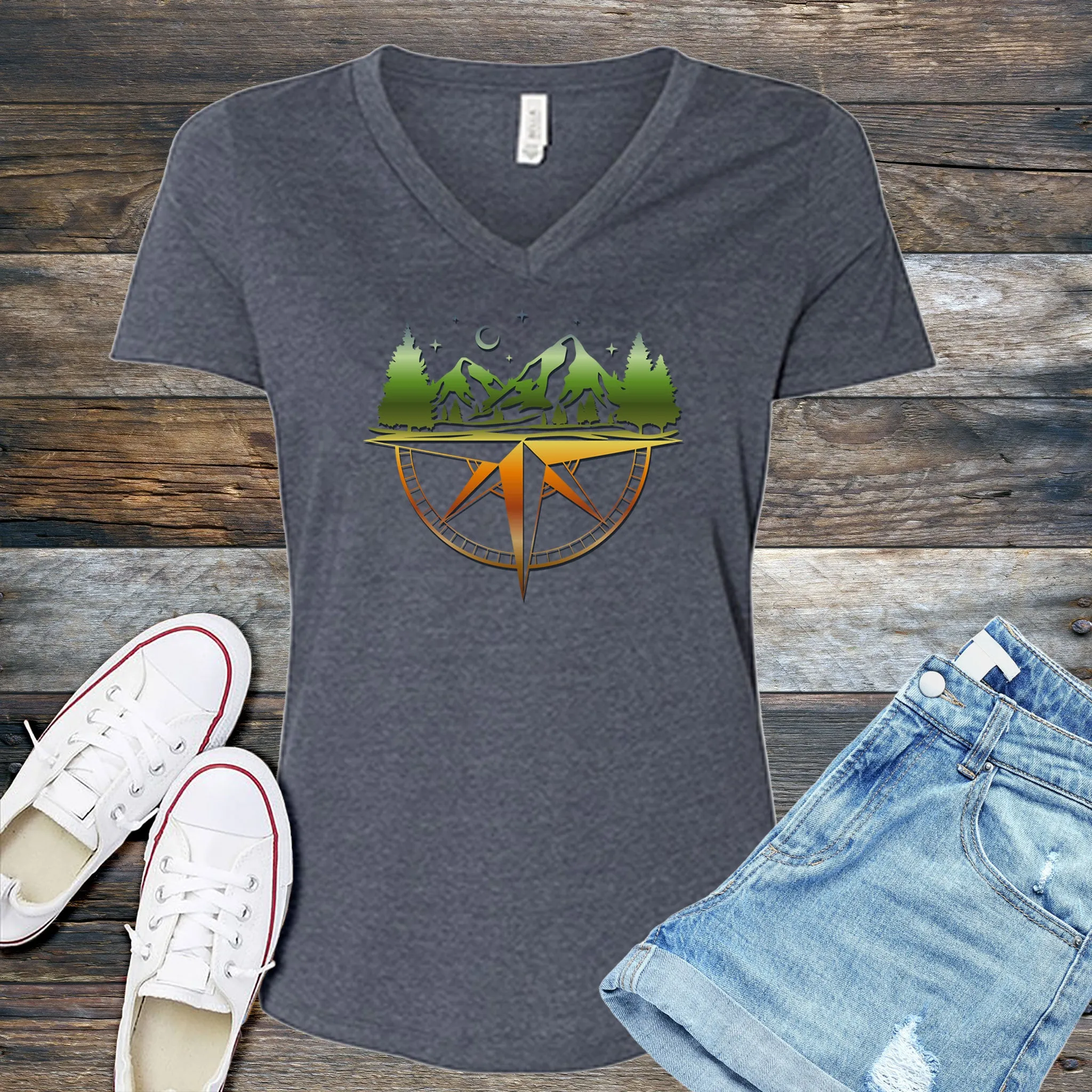 Mountain Range Compass V-Neck