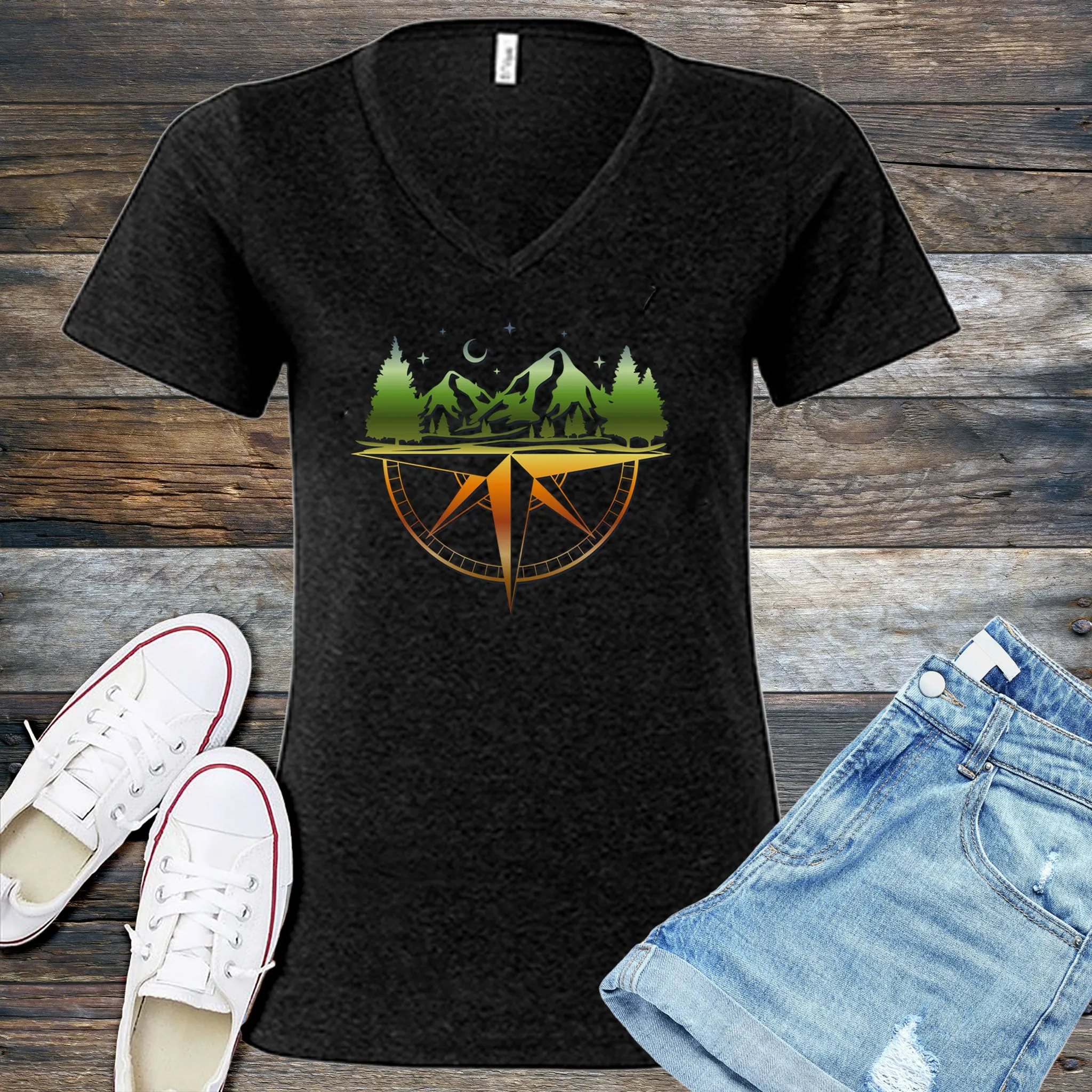 Mountain Range Compass V-Neck