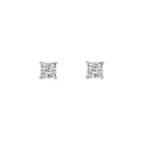 Mountz Collection 1/4CTW Princess Diamond Stud Earrings in 14K White Gold