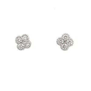 Mountz Collection 4-Petal Small Clover Stud Earrings in 14K White Gold