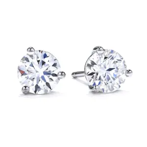 Mountz Collection .72-.76TW 3-Prong Round Diamond Stud Earrings in 14K White Gold