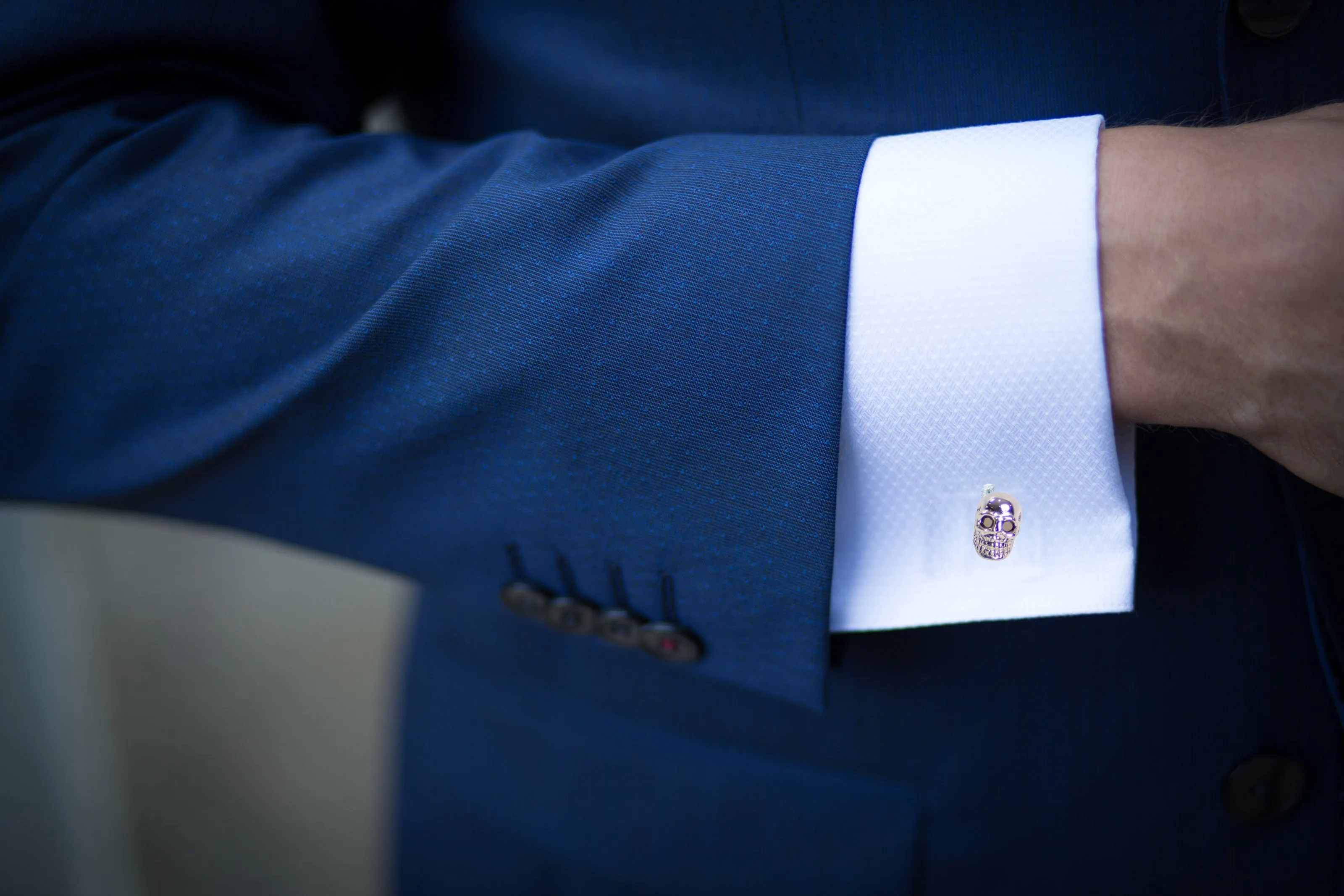 Movable Jaw Silver Skull Cufflinks