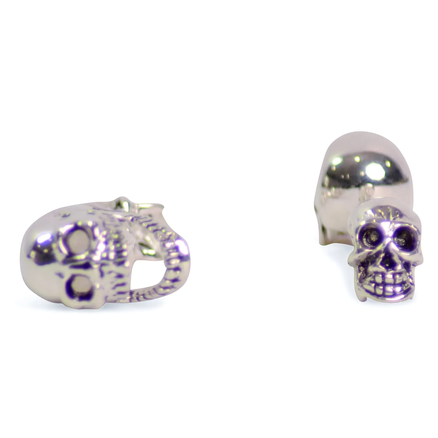 Movable Jaw Silver Skull Cufflinks