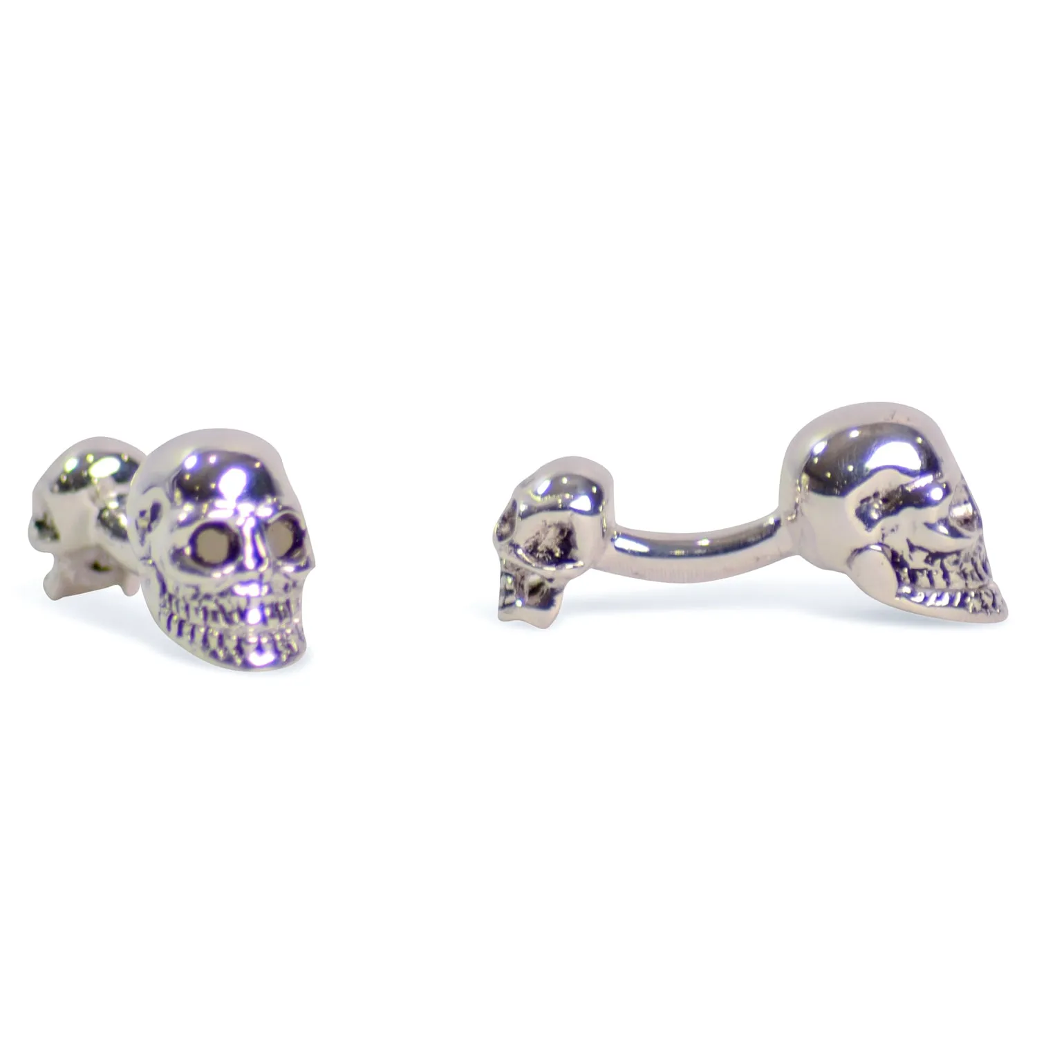 Movable Jaw Silver Skull Cufflinks