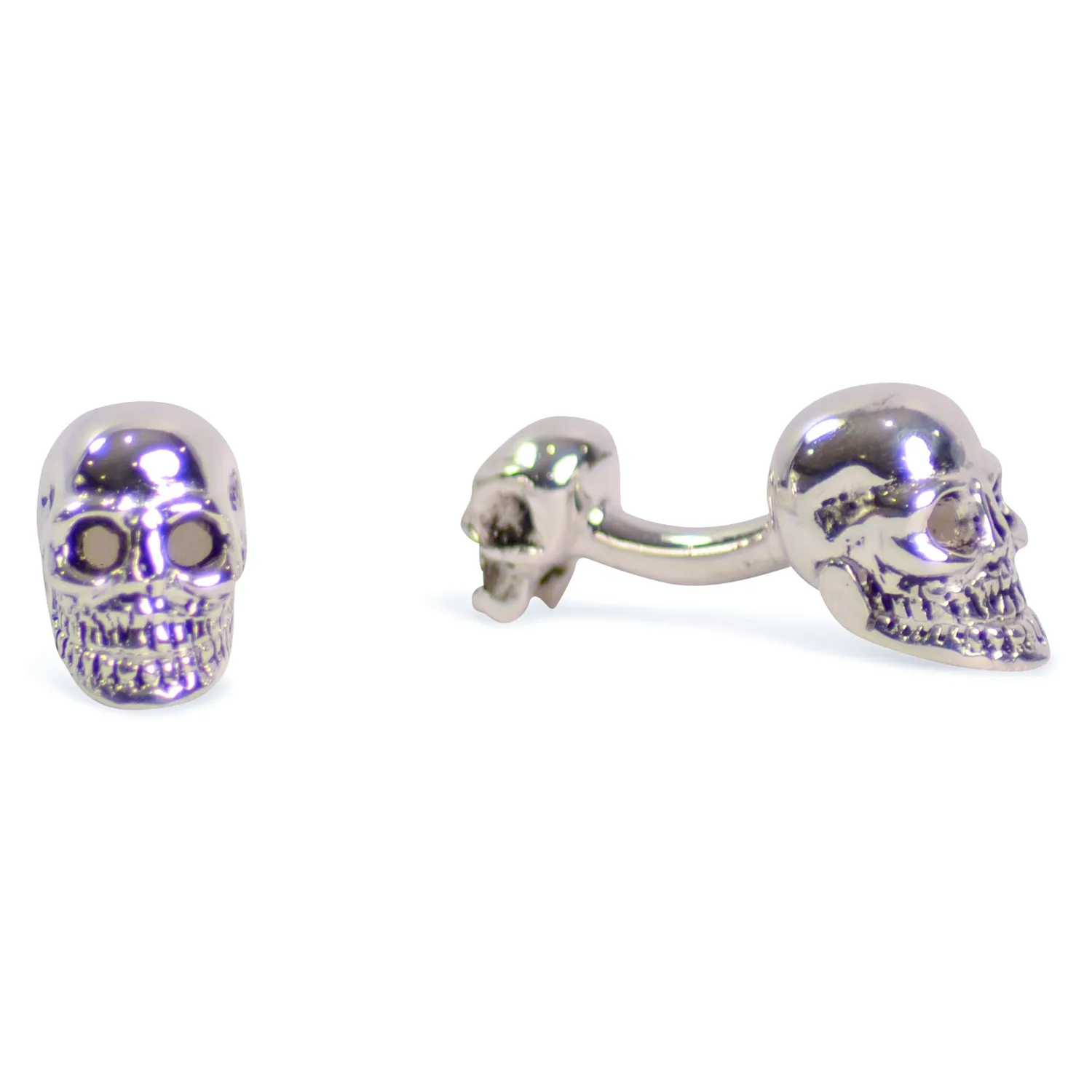 Movable Jaw Silver Skull Cufflinks