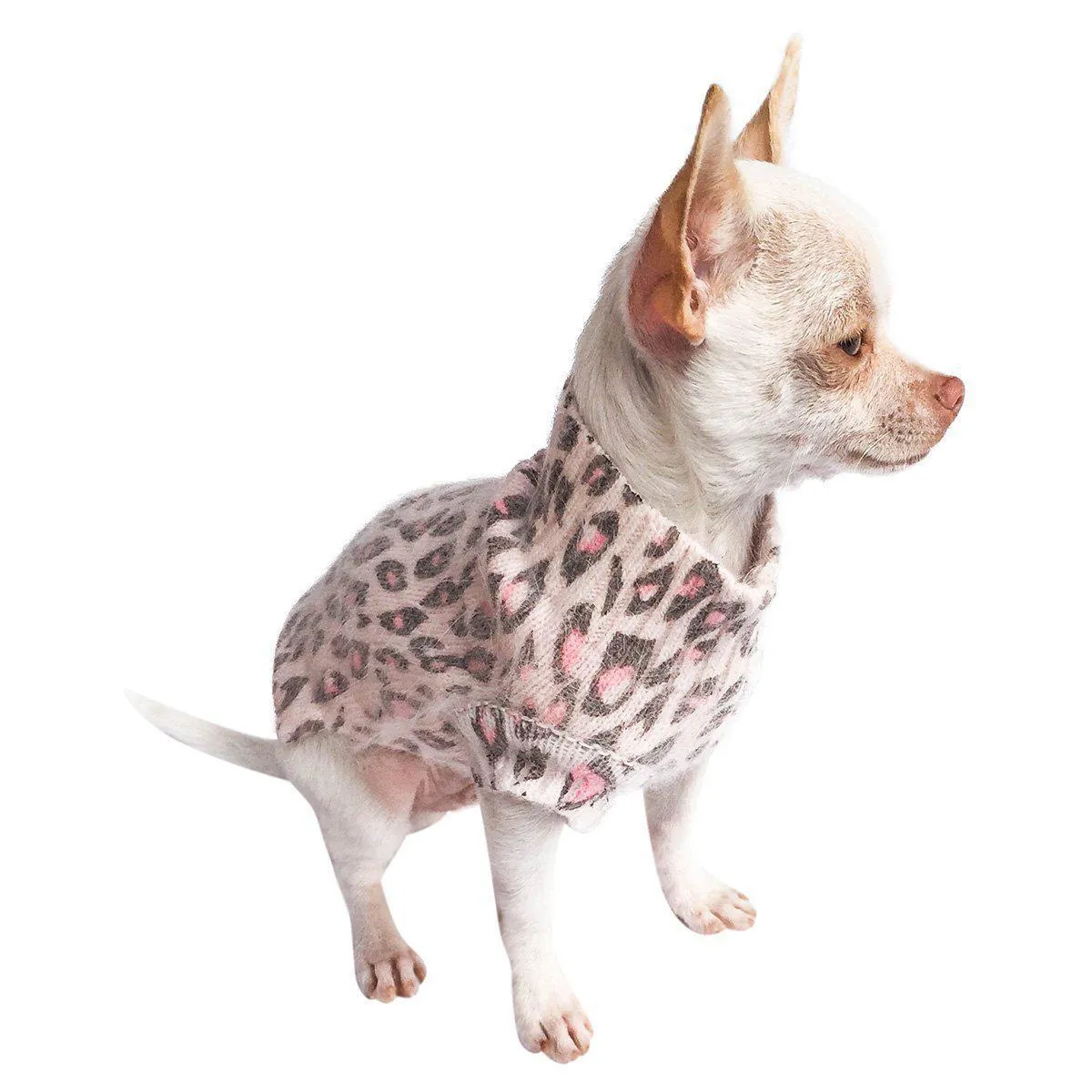 Movie Star Mock Neck Dog Sweater Pink Leopard