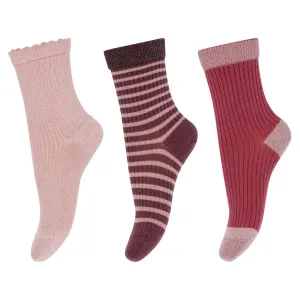 Mp Danmark Dagmar Socks - 3-pack Silver Pink