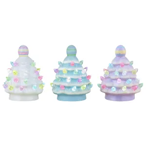 Mr. Cottontail Set of 3 Ceramic 4.1 in. Miniature Trees with Easter Egg Toppers