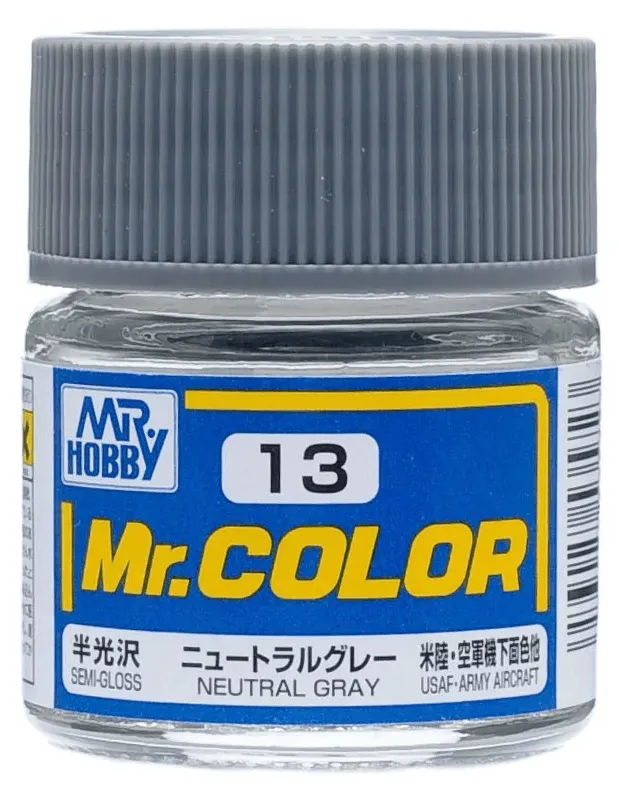 Mr. Hobby C13 Mr. Color Semi Gloss Neutral Gray Lacquer Paint 10ml