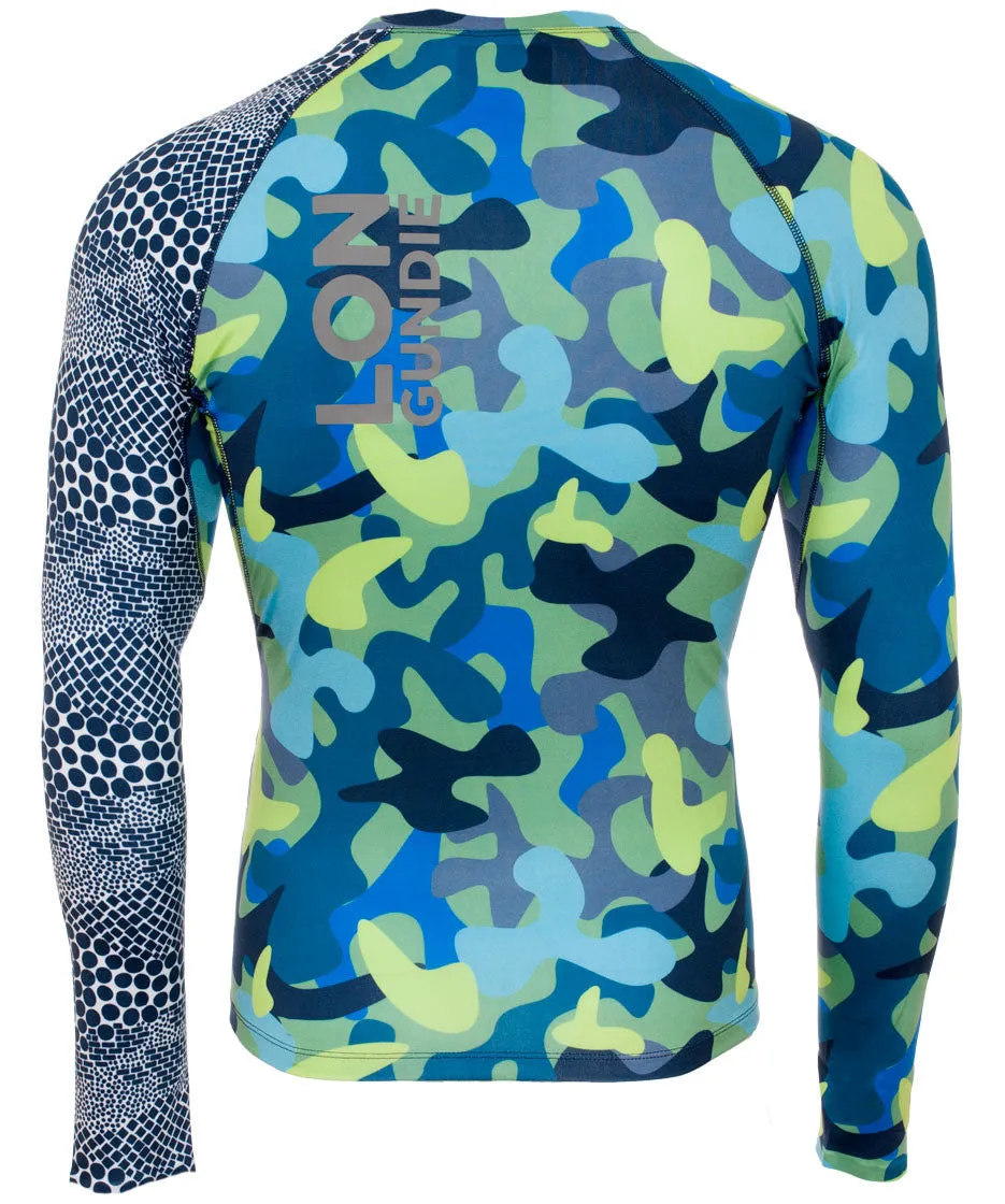 M's Crew Neck Rash Guard - Camo Moss Dune Navy