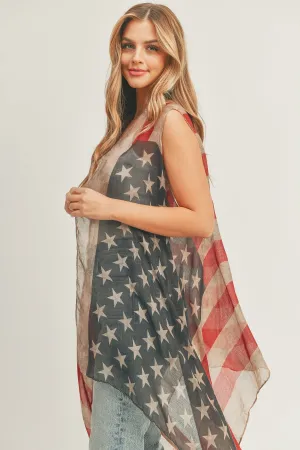 MS0065 Vintage American Flag Kimono