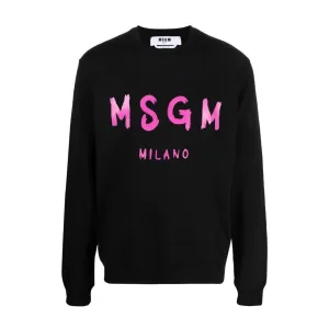 MSGM Black Print Logo Sweatshirt