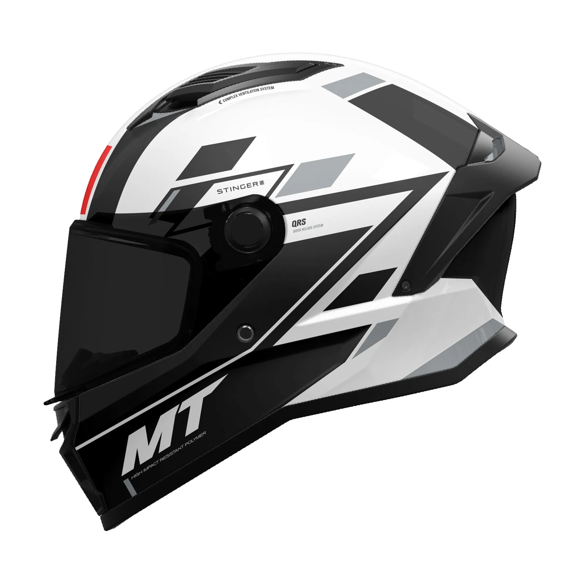 MT Stinger 2 loss Black White Certified Motorbike Helmet