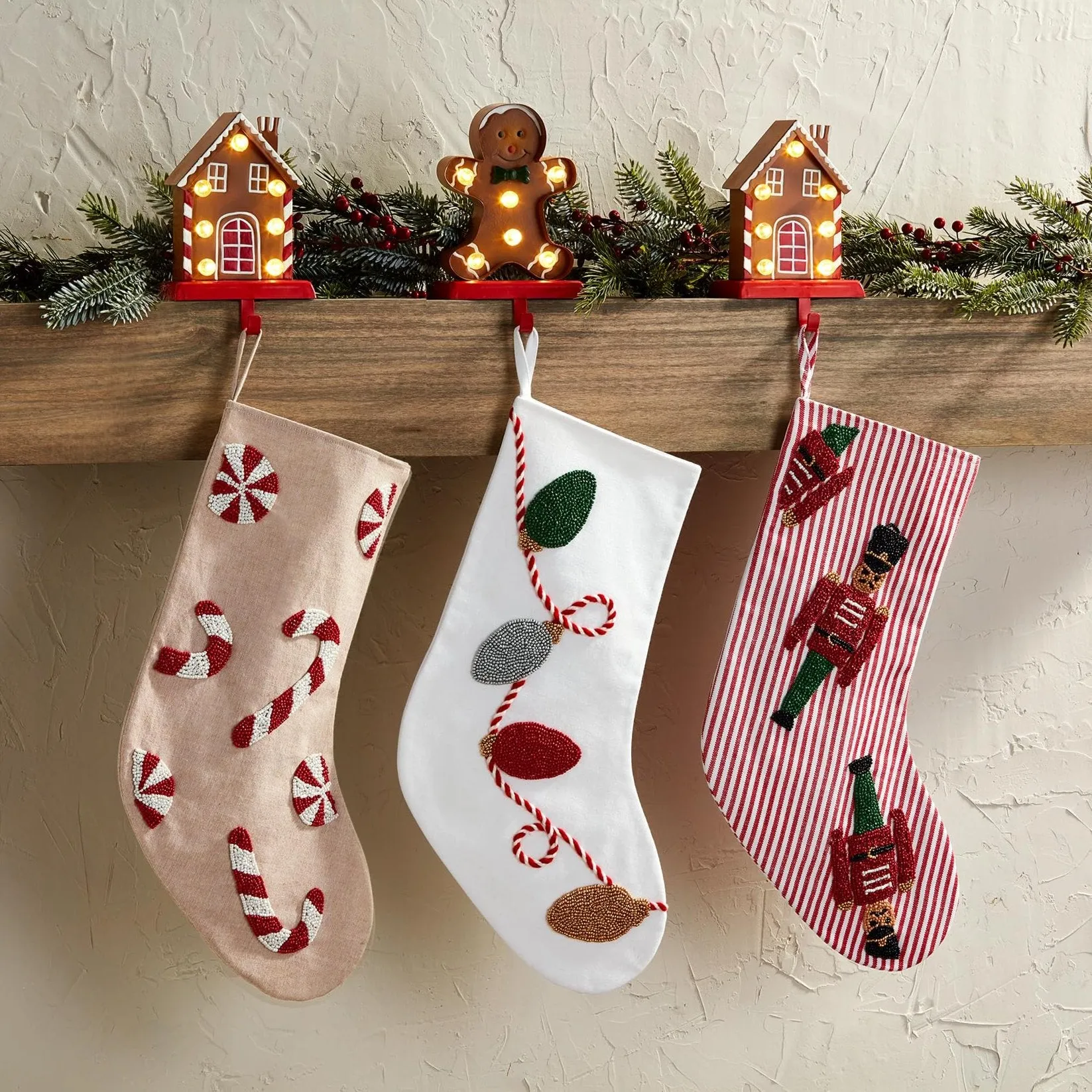 Mud Pie Candy Beaded Xmas Stockings