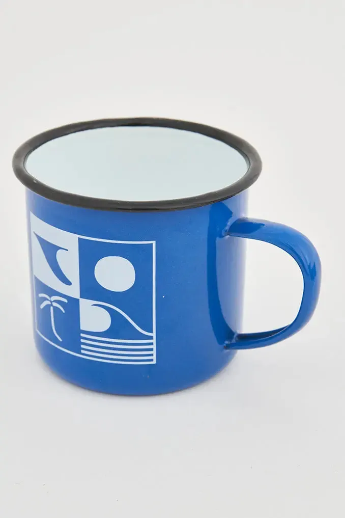 Mug mediana con ambiente surfero en metal