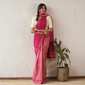 Mul Cotton Saree | Pink | Hand Block