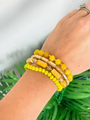 Multi Beaded Stretch Stack - Yellow