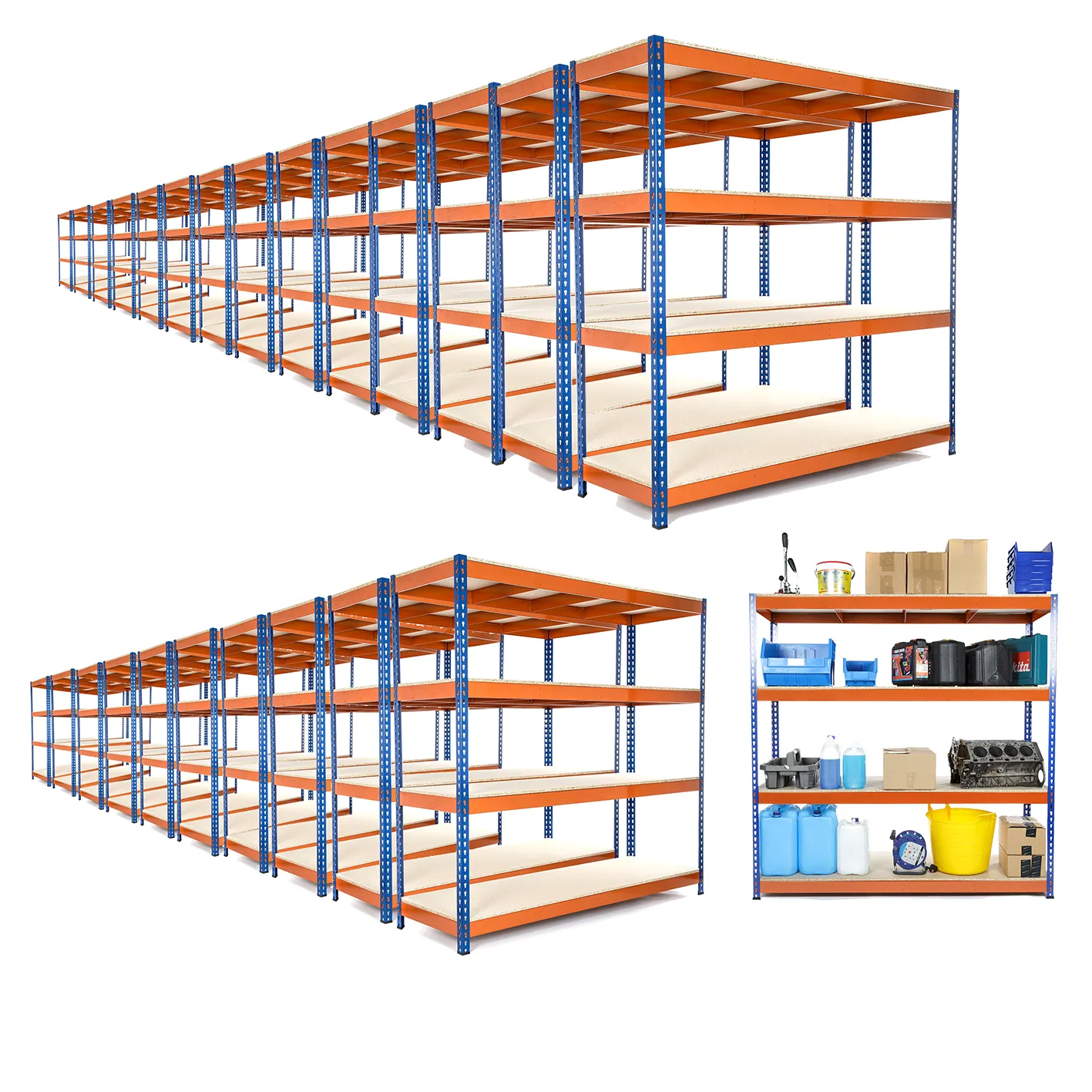 Multi Buy Deal 5 | 10 | 25 Available - 1800mm H x 1800mm W x 450mm D - Heavy Duty Industrial Shelving Unit 4 Levels