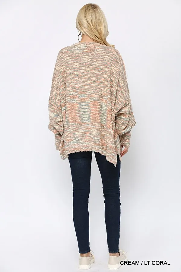 Multi Color and Loose Fit Round Neck Sweater