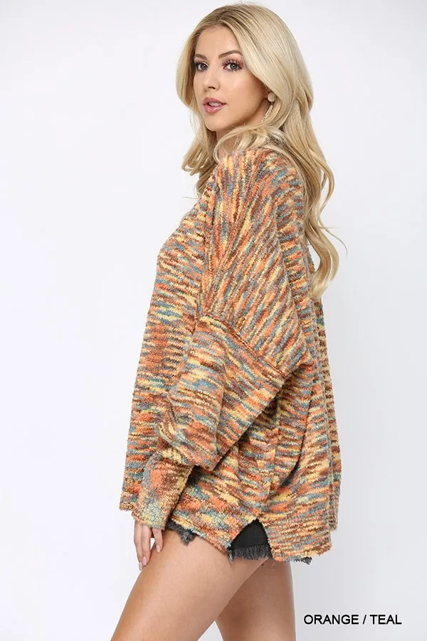 Multi Color and Loose Fit Round Neck Sweater