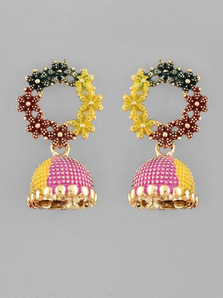 Multi Color Contemporary Jhumka Earrings - Voj