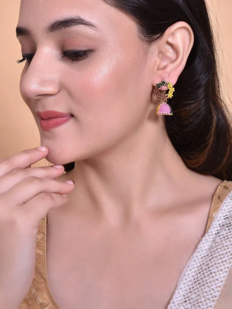 Multi Color Contemporary Jhumka Earrings - Voj