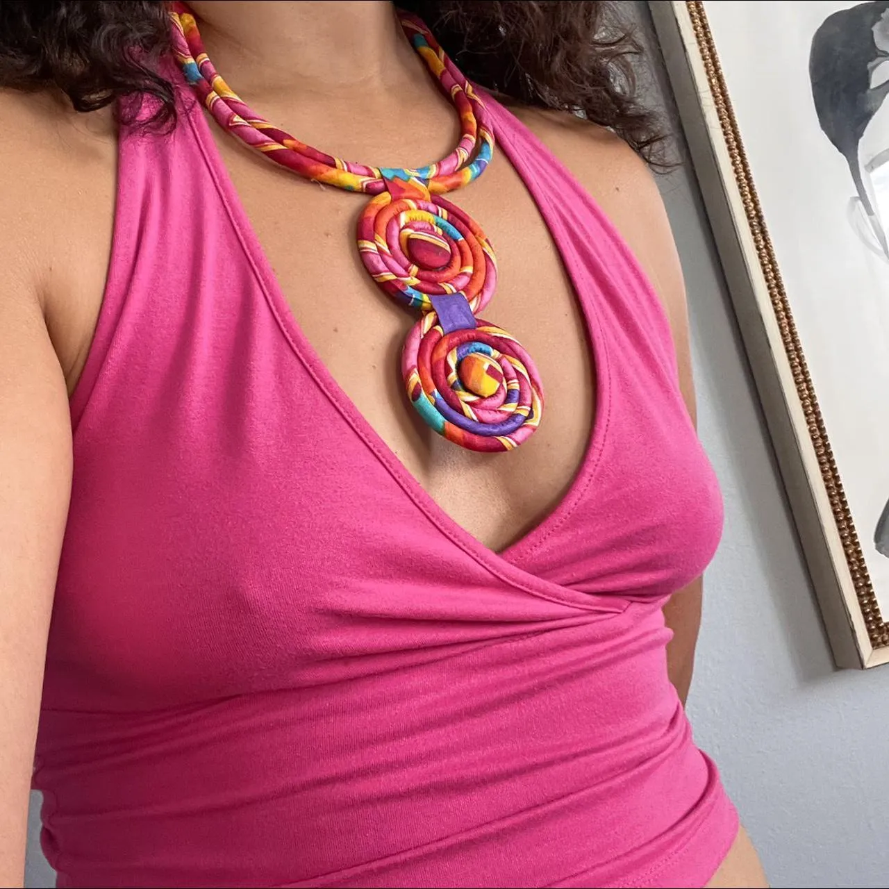 Multi Color Double Swirl Necklace