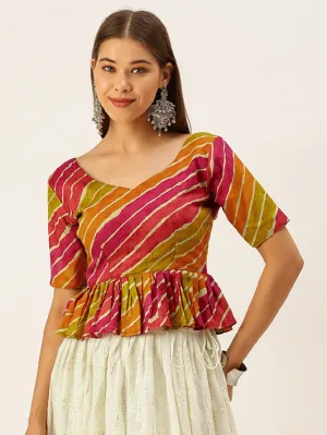 Multi Color Foil And Printed Pure Cotton Ready Made Blouse