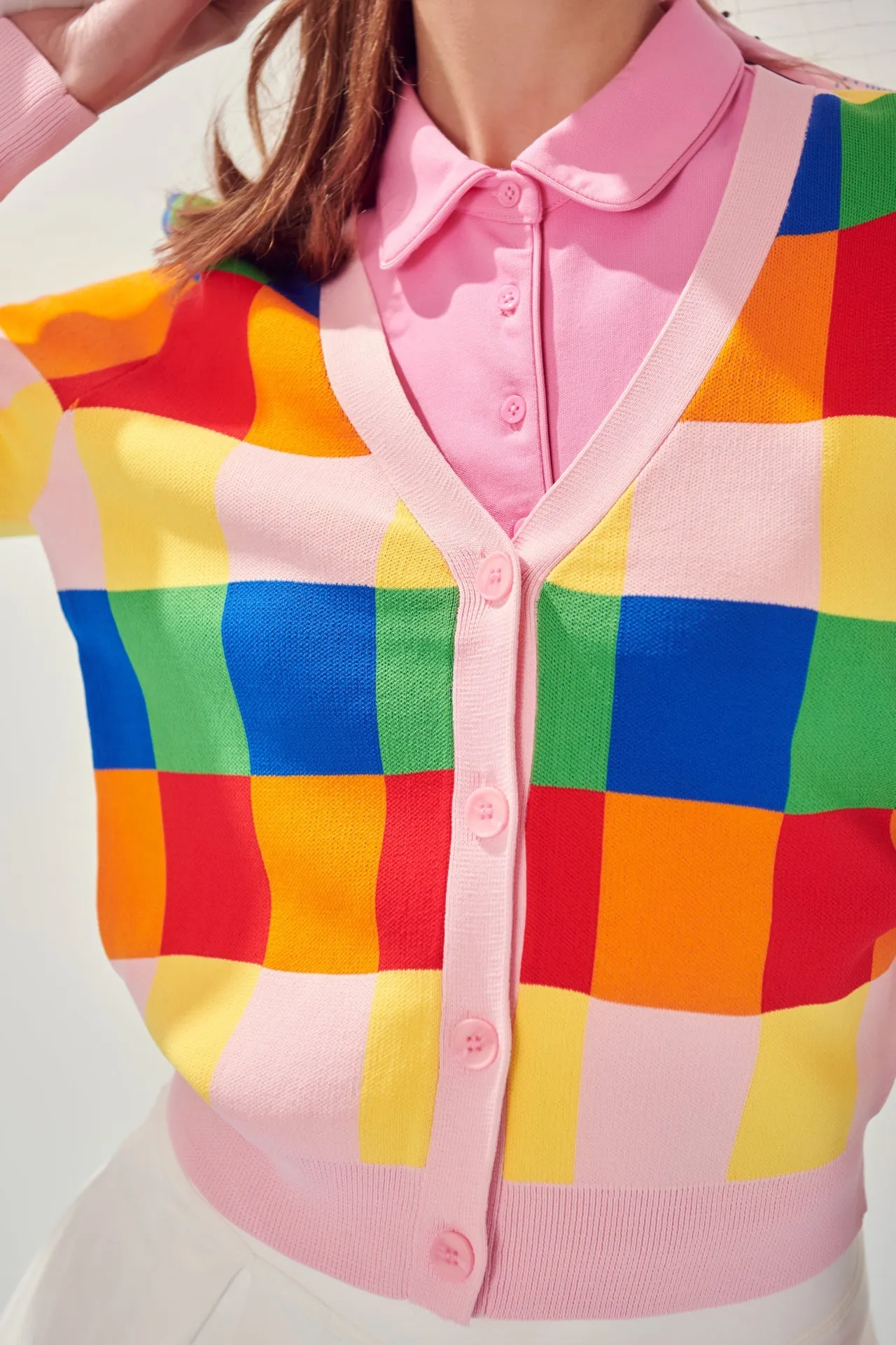 Multi Color Gingham Cardigan