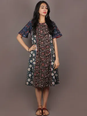 Multi Color Hand Block Printed Panel Cotton Dress  - D1044301