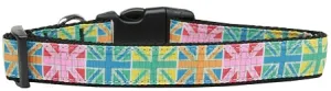 Multi-color Uk Flag Nylon Dog Collar Xl