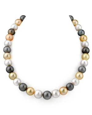 Multi-Color White, Golden South Sea and Tahitian Pearl Necklace, 10.0-12.9mm