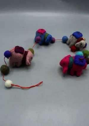 Multi Colored Felt Balls and Elephant Wall Hanging Decor with Bell