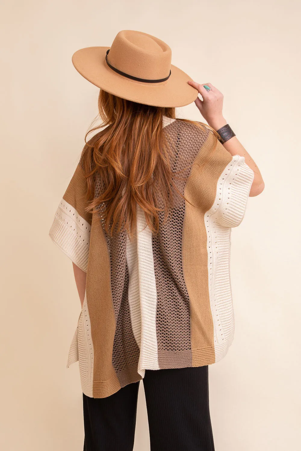 Multi-colored Striped Knit Poncho❤