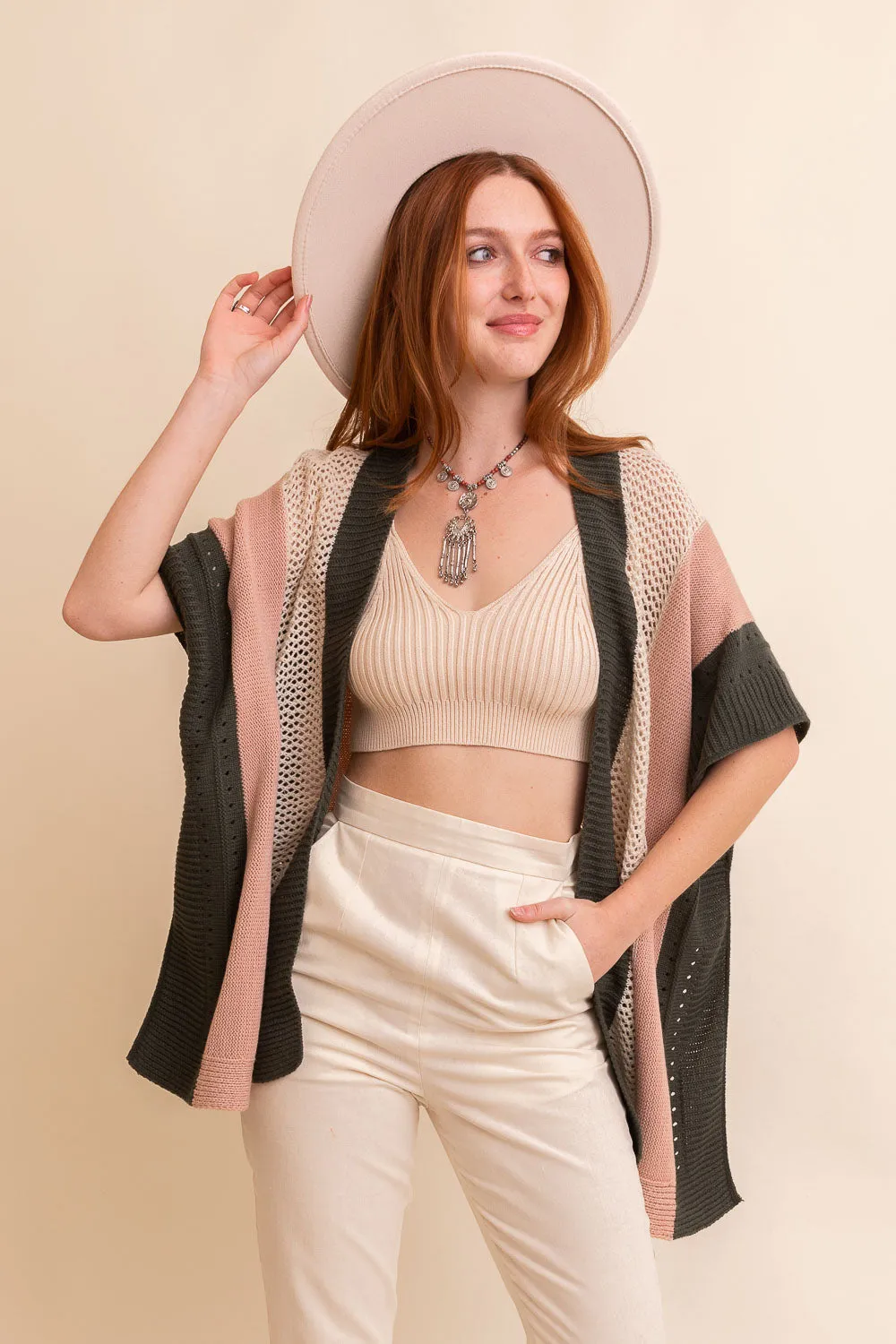 Multi-colored Striped Knit Poncho❤