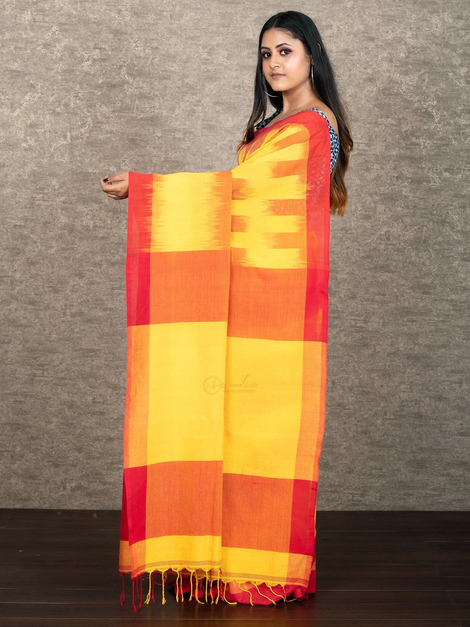 Multi Colored Woven  Ikkat Khadi Cotton Saree