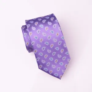 Multi-Coloured Designer Floral Paisley Purple Luxury Woven Tie 3"