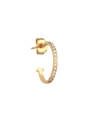 Multi-Diamond Yellow Gold Single Hoop Earring