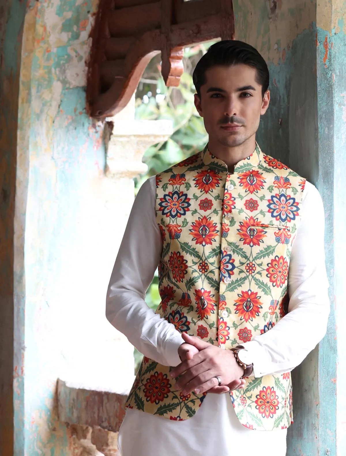 MULTI FLORAL PRINTED WAISTCOAT