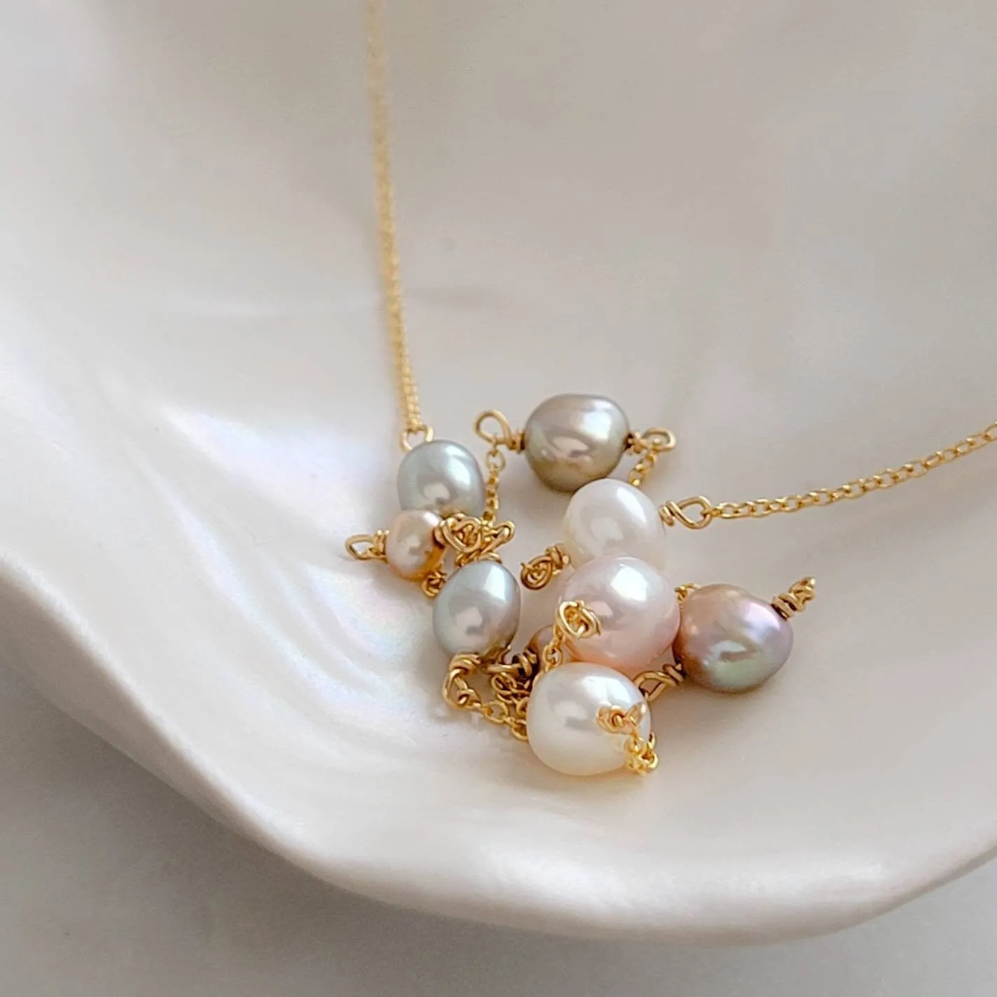 Multi Pearl Station Necklace