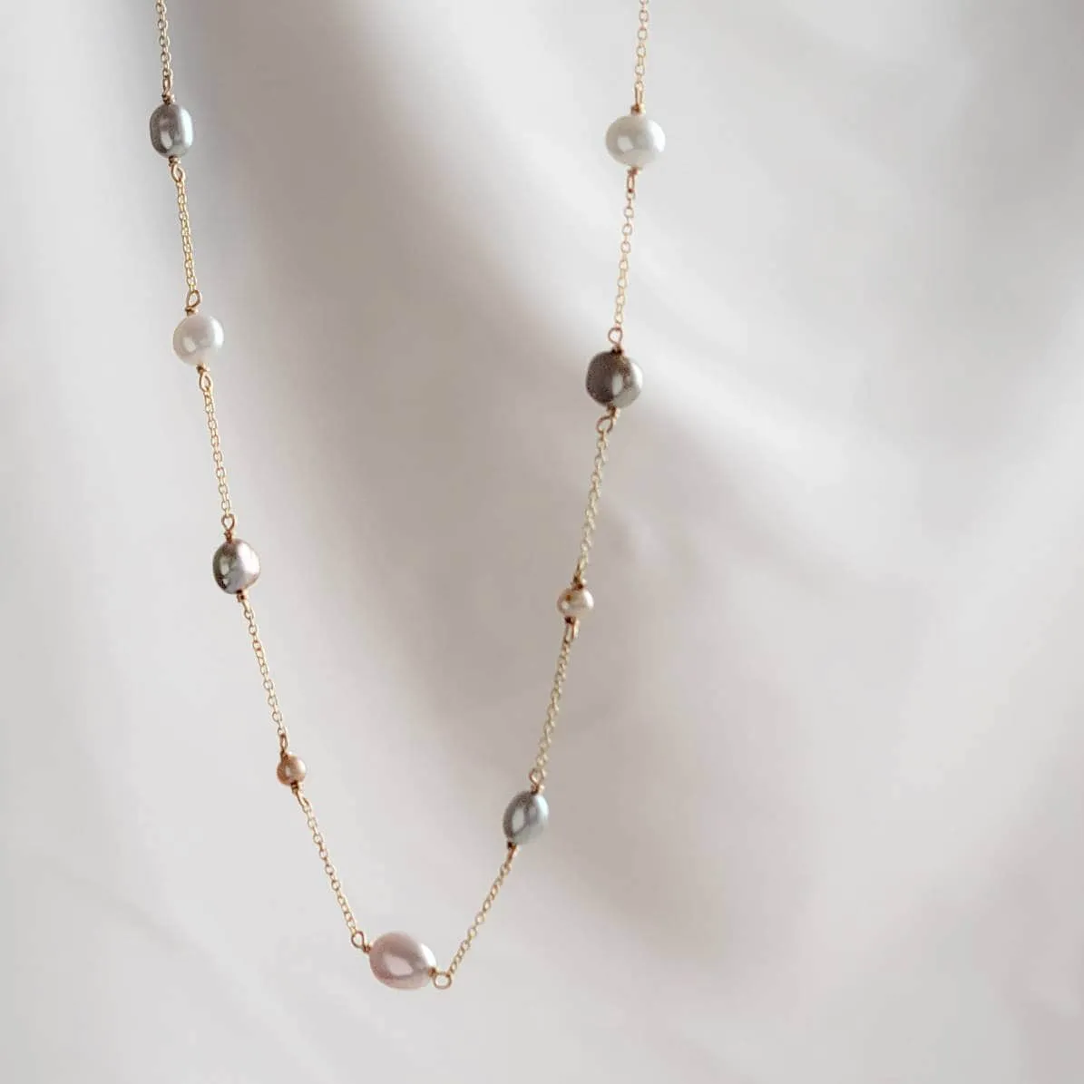 Multi Pearl Station Necklace