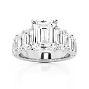 Multi-Stone Emerald Cut Moissanite Vintage Engagement Ring