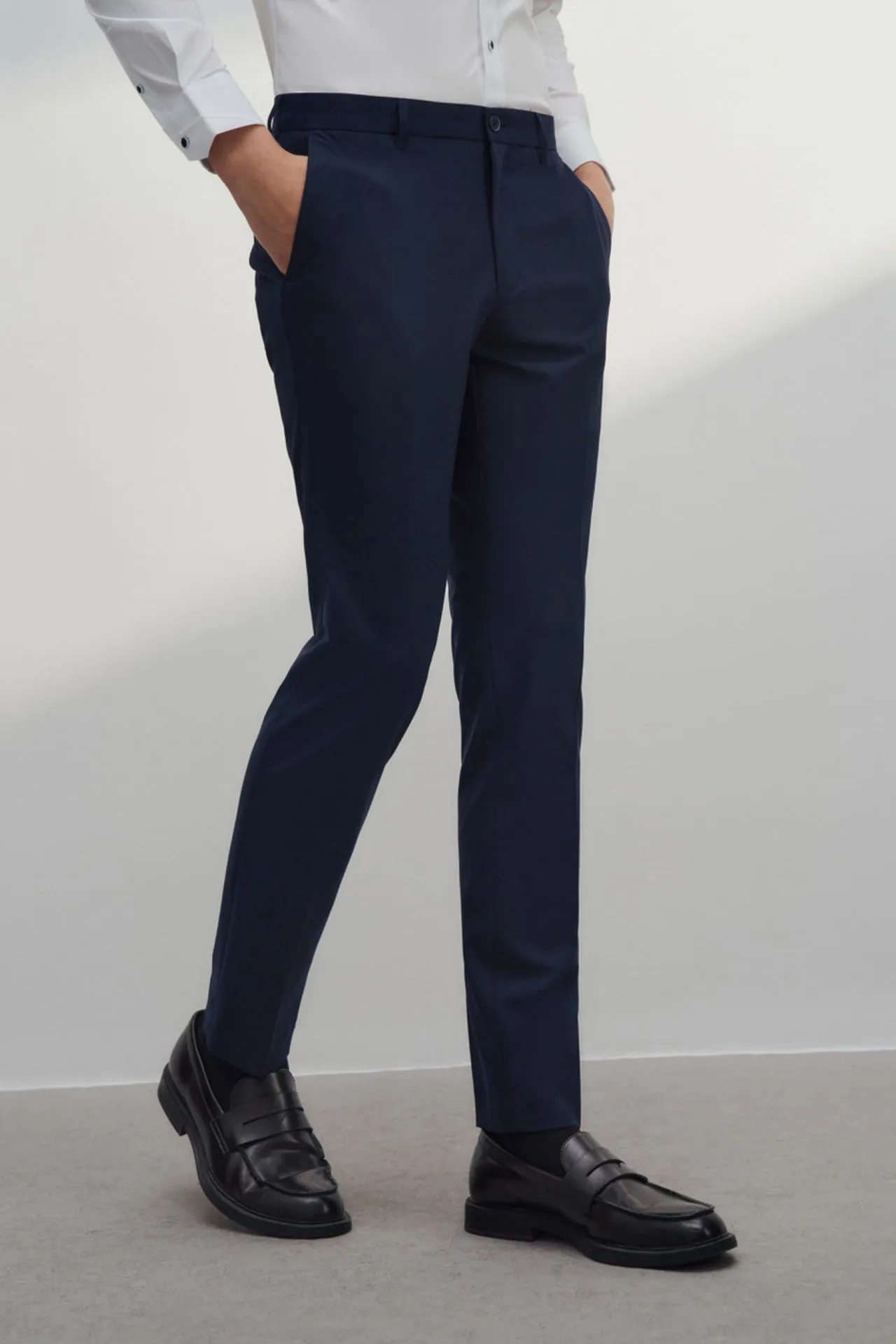 Multi-Way Stretch Slim Fit Plain Suit Pants